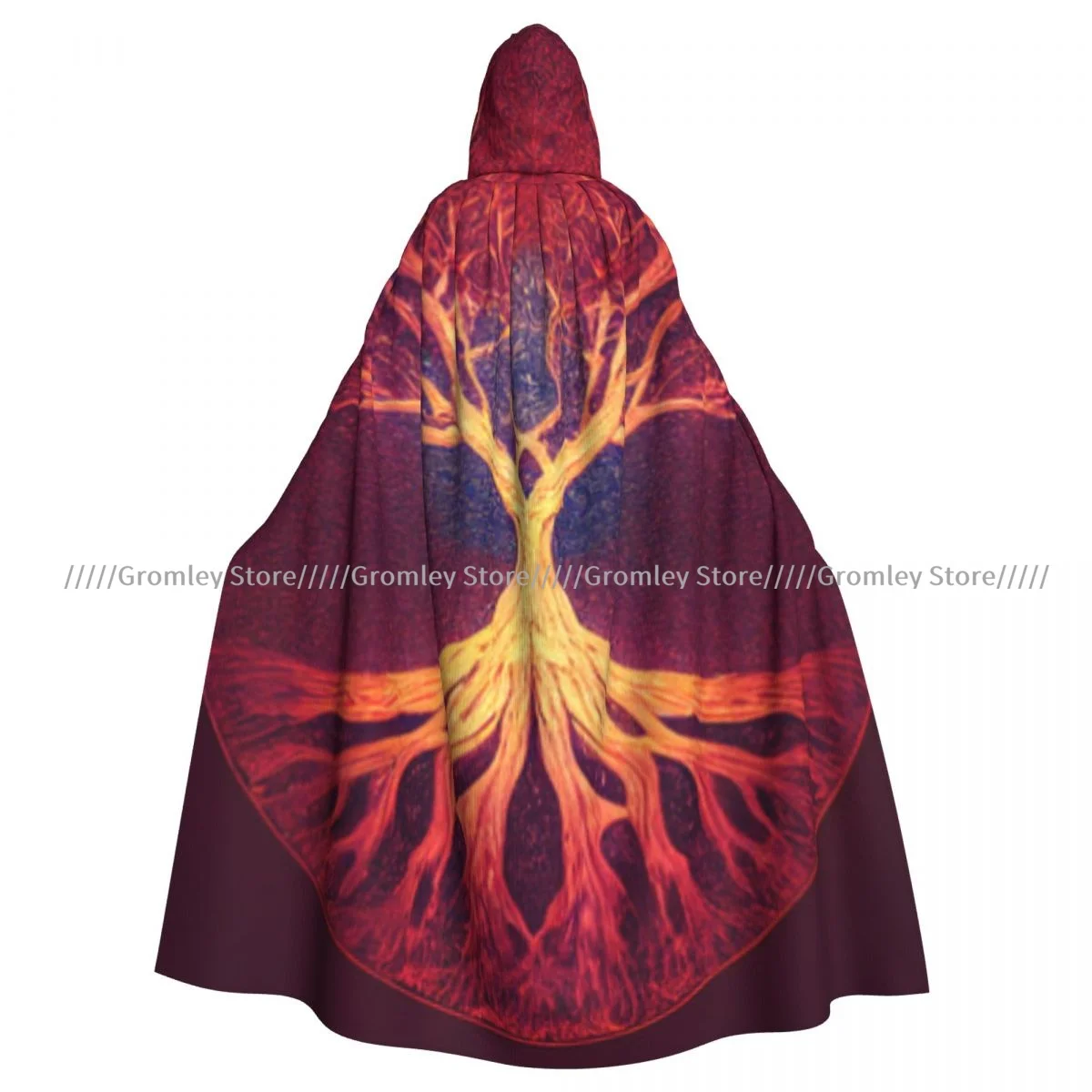 Tree Of Life Yggdrasil Witch Cloak Hooded Cosplay Costume Halloween Adult Long Party Cape