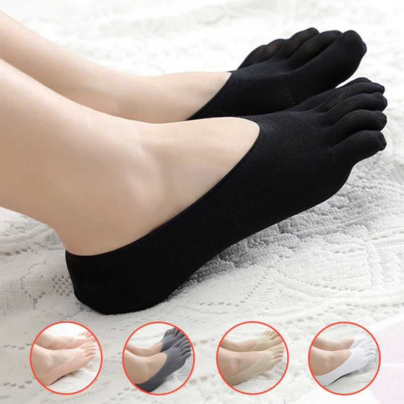 Women Summer Five-finger Socks Female Ultrathin Cute Toe Invisible Sokken Short Anti Slip Low Socks Anti-friction Boat Socks