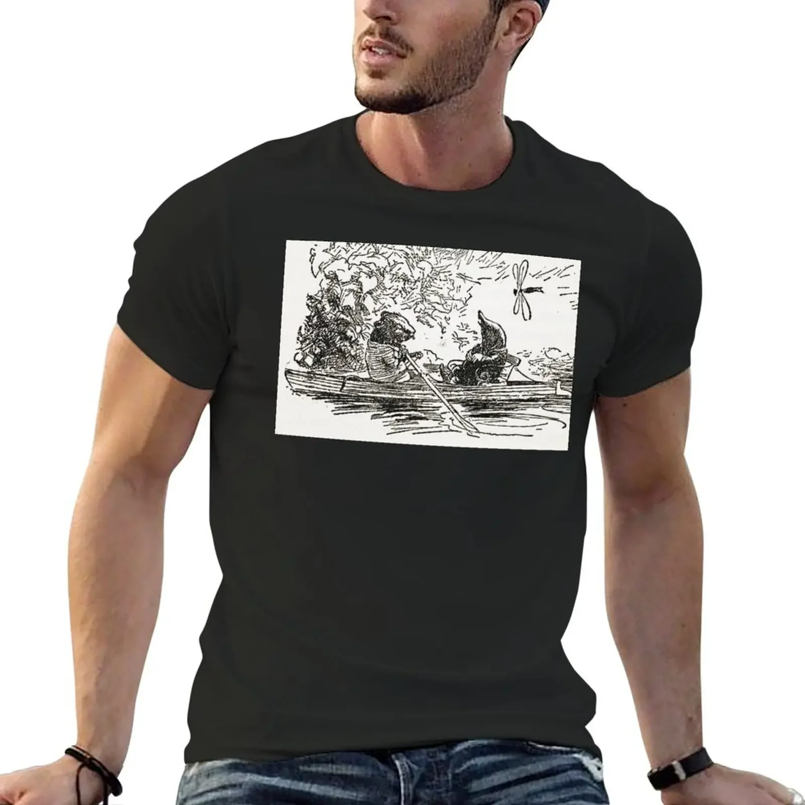 Ratty and Mole boating Wind in the Willows illustration - Arthur Rackham T-Shirt sweat blanks funny t shirts for men