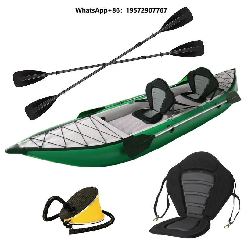 2 Person Inflatable Fishing Kayak Canoe with Removable Fabric Seats