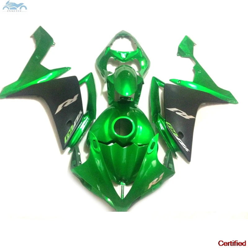 

All New Injection fairing kit fit for YAMAHA 2007 2008 YZFR1 YZF R1 07 08 green black motorcycle fairings body kits 29