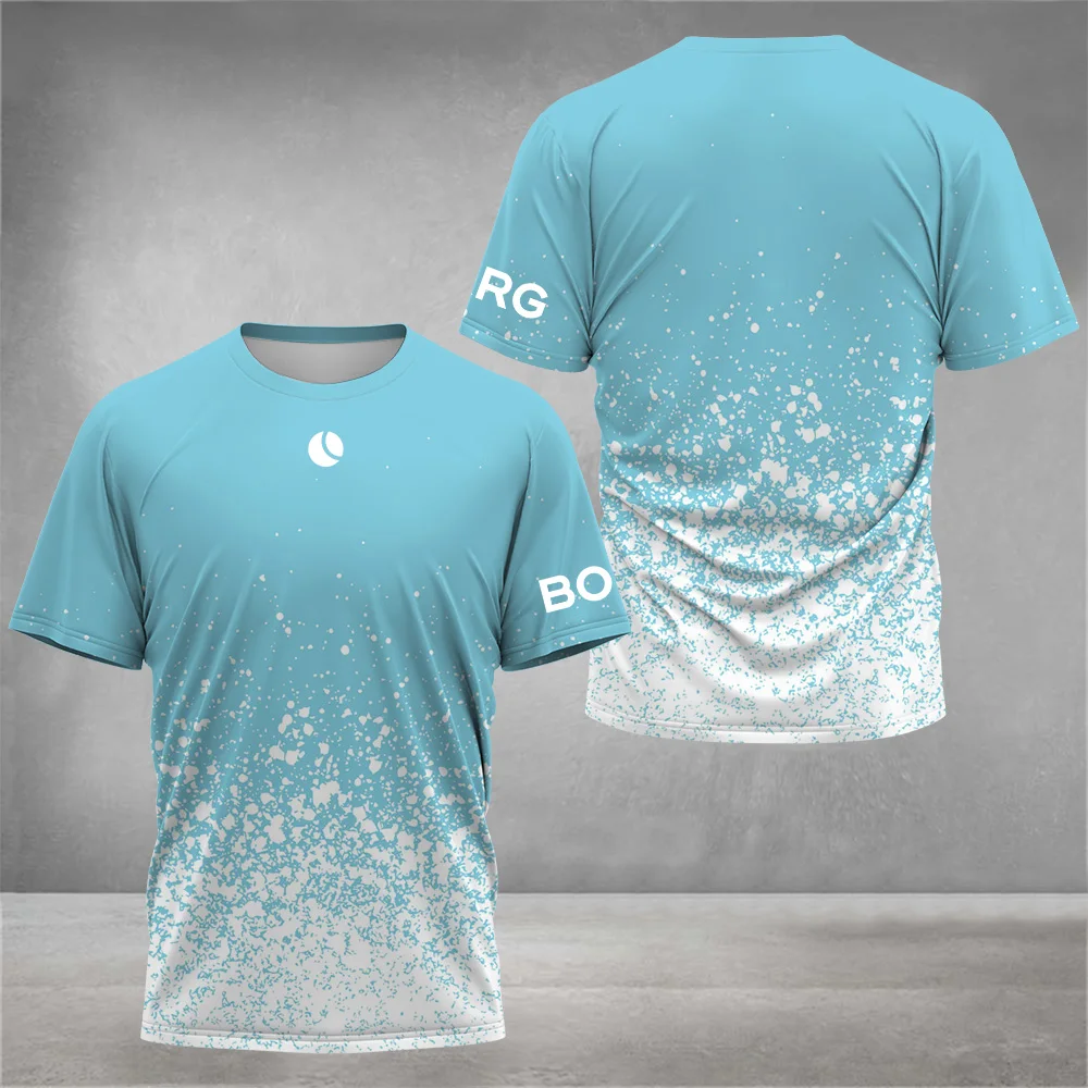 

2024 Men's Gradient Color Tennis T-shirt Loose Breathable Badminton Top T-shirt Casual Streetwear Crew Neck Short Sleeve Clothes