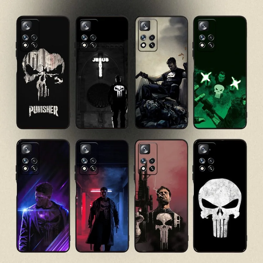 The P-Punishers Skull Phone Case For Samsung Galaxy A20,A21s,A22,A31,A32,A52,A53,A72,73,A80,A91 Soft Black Cover