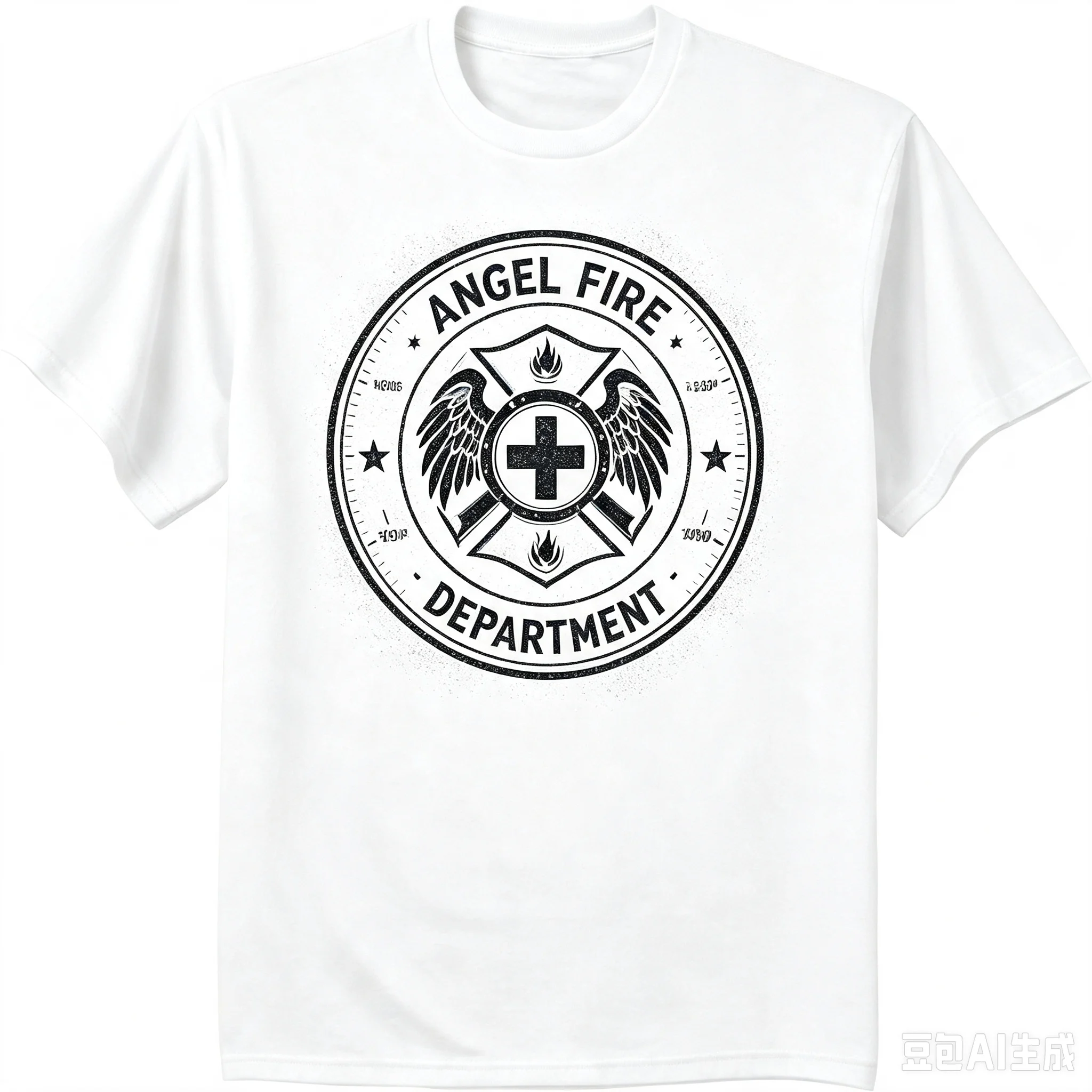 Angel Fire Department Retro Emblem Graphic T‑Shirt Men Vintage Firefighter Casual Streetwear Tee
