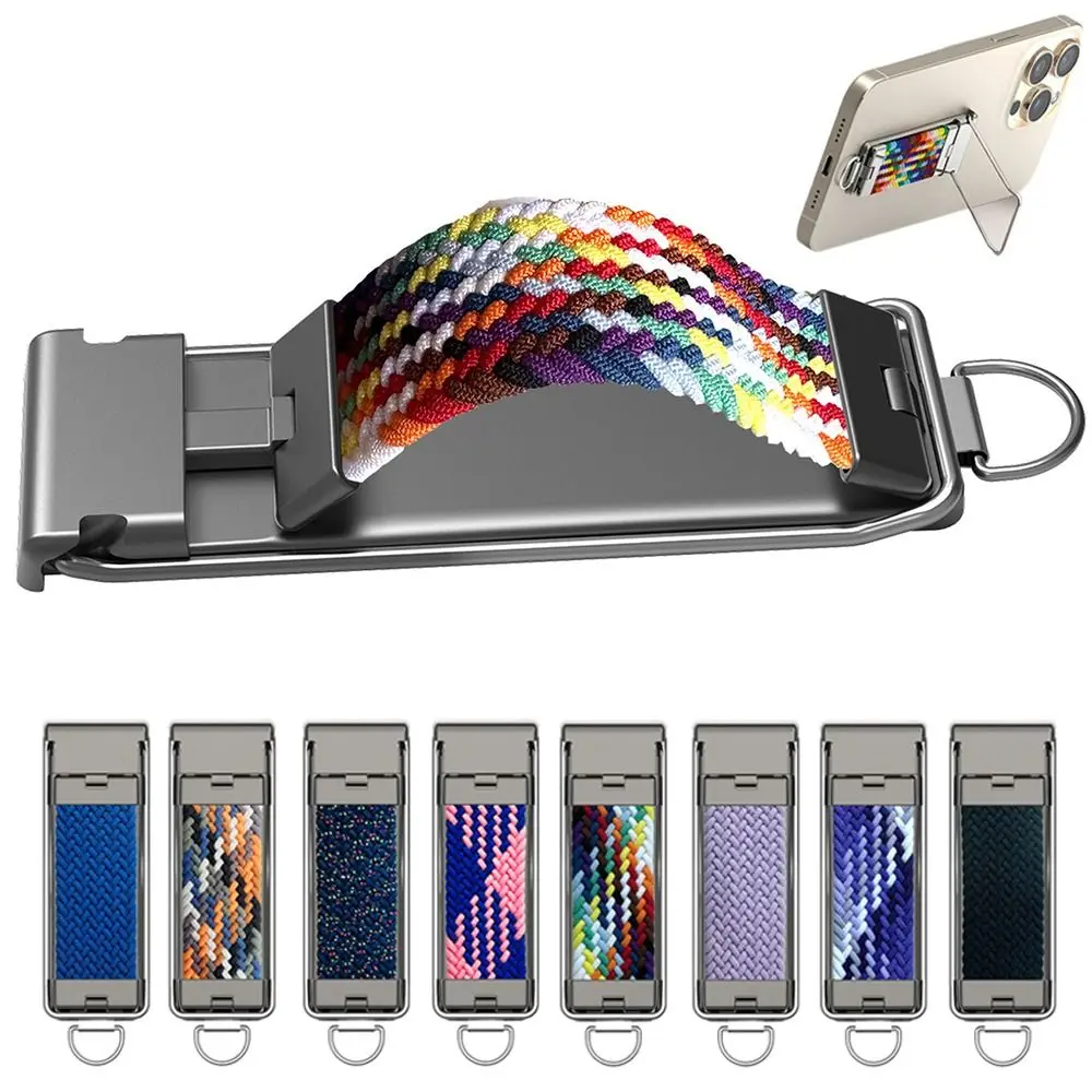 

Держатель для телефона из цинкового сплава с кольцом для ремешка, дышащий кронштейн для кольца на палец, универсальная портативная подставка для мобильного телефона с креплением на спине