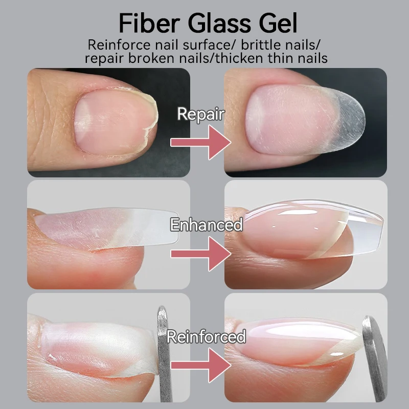 UR SUGAR 15ml Estensione in fibra di vetro Gel per unghie Crack Rotto Riparato Fibra di seta Acrilico Trasparente Costruzione rapida Gel UV Smalto per manicure