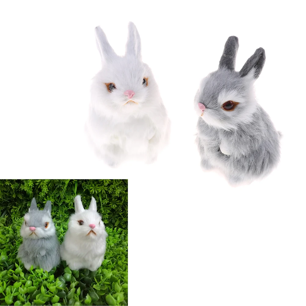 Imitate hair White Furry Rabbit Nap Toys Simulation Animal Model Decoration