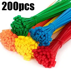 200/100pcs Cable Tie Self-locking Plastic Nylon Tie White Black Colorful Organiser Fasten Wire Cable Ties Buckle Fastening Loops