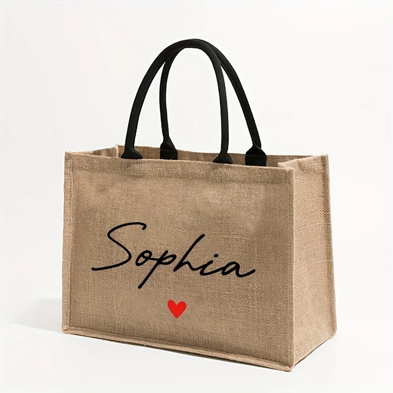 Custom Name Pattern Shopping Personalized Beach Bag Monogrammed Gift Tote Bag for Women Bag for Women's Travel Toiletry Storage view 5
