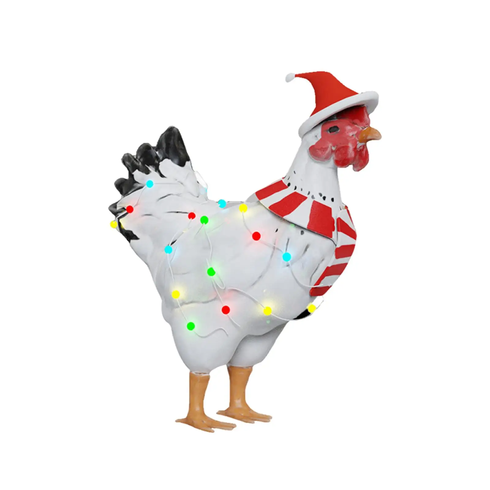 

Solar Garden Chicken Statue Standing Rooster Figurine for Patio Courtyard