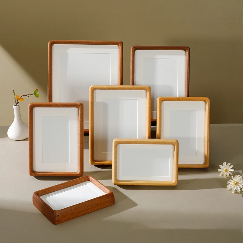 Solid Wood Photo Frame, Multi Sizes 6/7/8 inch Desktop Picture Frame, Tabletop Display Frame for Calligraphy Artwork