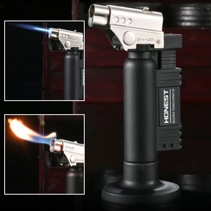 HONEST Dual Flame Switch Outdoor Windproof Butane Gas Lighter Welding Gun Camping Baking BBQ Kitchen Cigar Lighter Ignition Tool