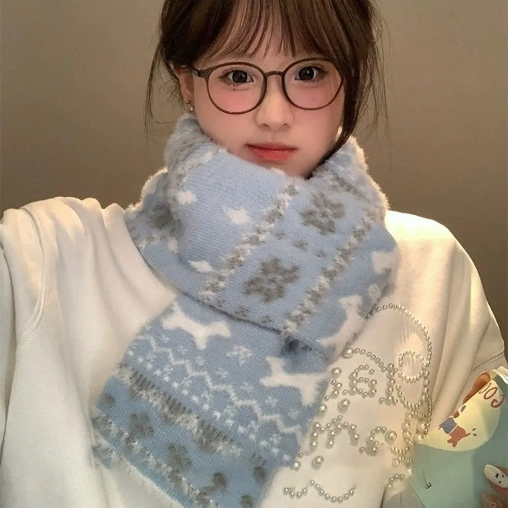 

Вязаный шарф с милым котом, двусторонний теплый женский шарф, утепленный зимний шарф, зимний зимний шарф