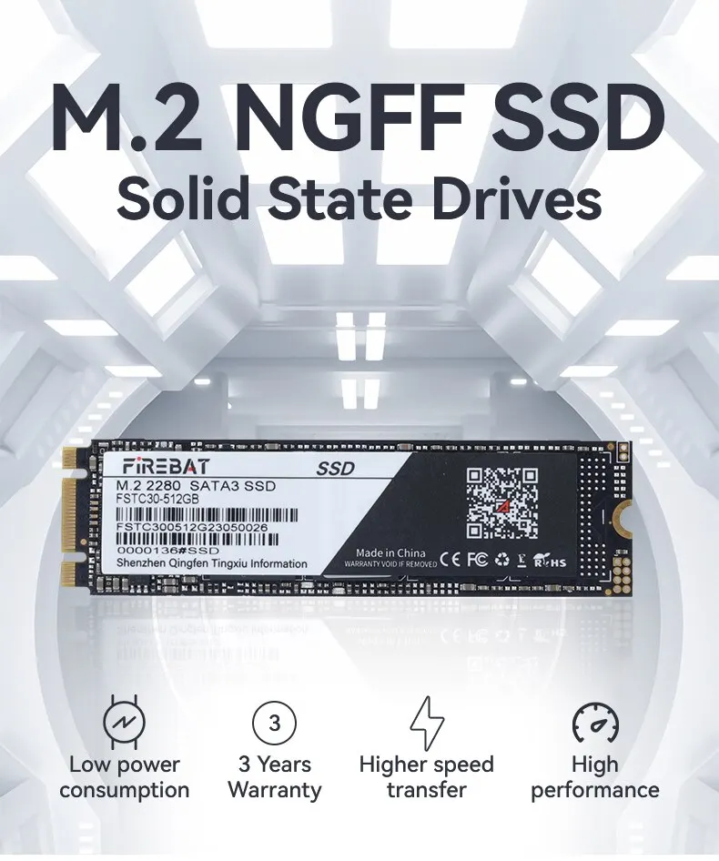 FIREBAT M2 SSD SATA NGFF 2280 64GB 128GB 256GB 512GB 1TB Wewnętrzny dysk półprzewodnikowy do laptopa M.2