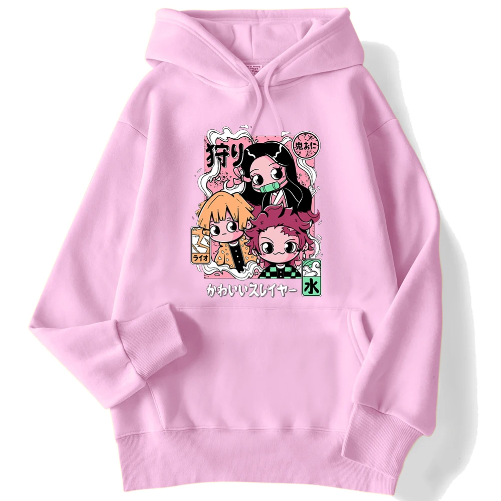 Winter Woman Hoodies Demon Slayers Cartoon Cartoons Printing Pullover Comfortable Breathable Warm Top Pocket Harajuku Clothes