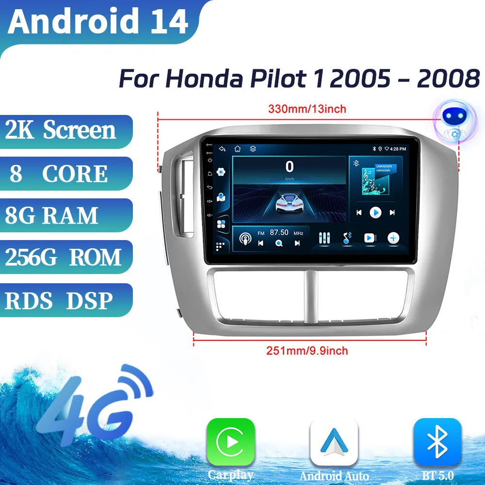 

Car Radio Multimedia Navigation Android For Honda Pilot 1 2005-2008 Wireless Bluetooth Carplay Stereo Touch Screen Head Unit GPS