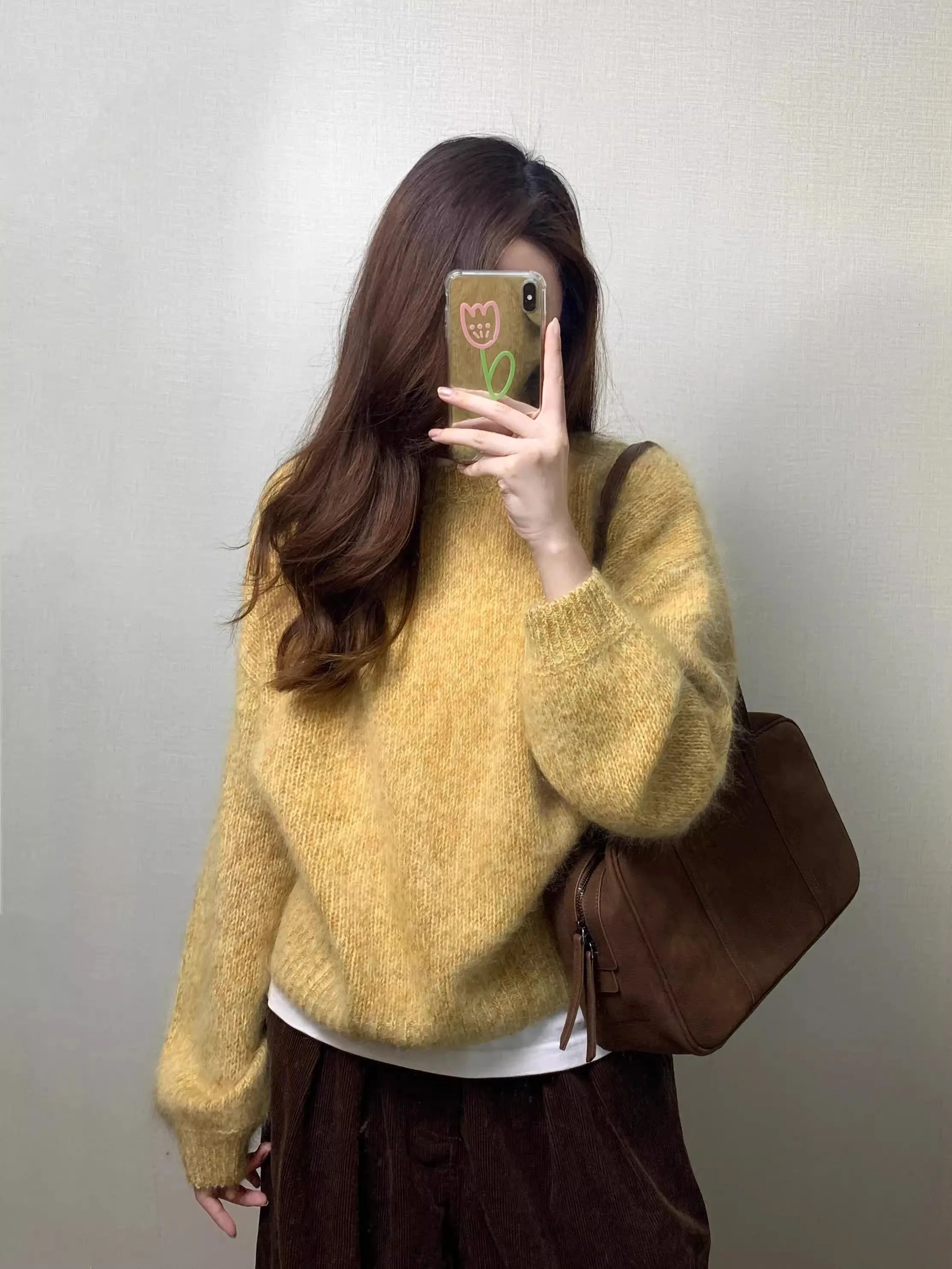 

Желтый длинный вязаный свитер Sve, женский свободный удобный мягкий осенне-зимний модный повседневный круглый топ