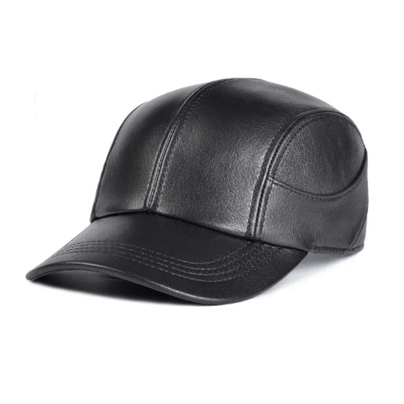 2024 Spring Men Brown/Black Color Real Leather Baseball Caps Men Ladies Youth Duck Tongue Wamr Hats Hip Pop Bonnet Femme