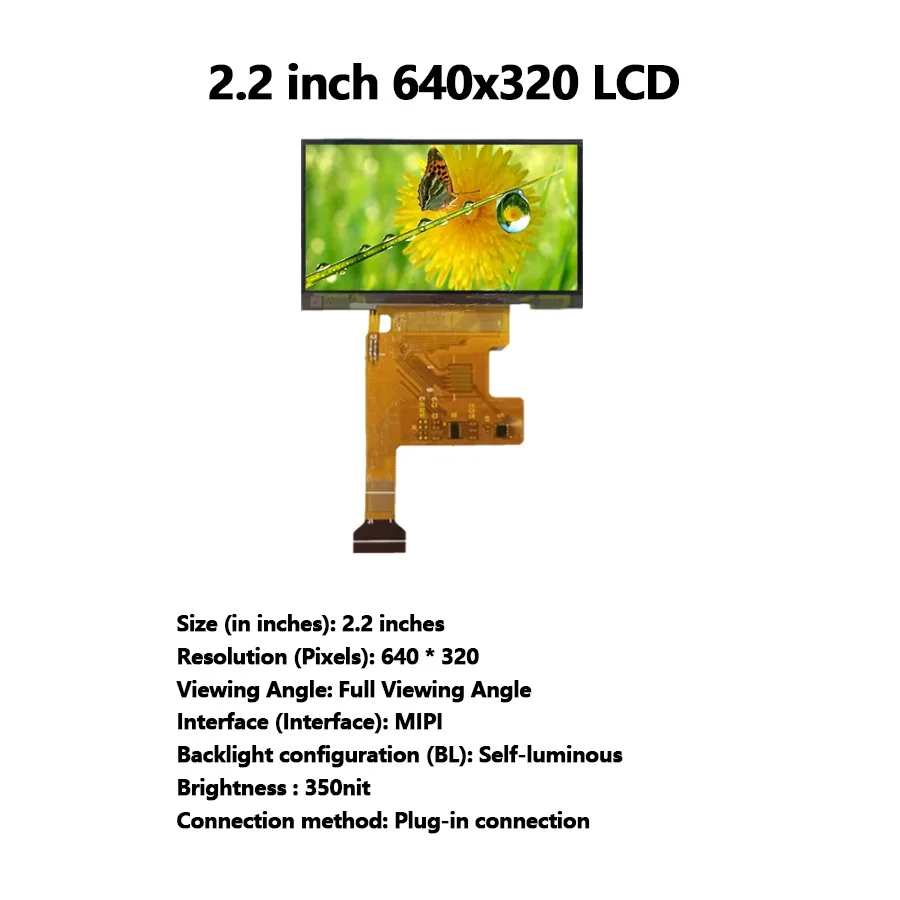 2.2 inch 640x320 MIPI Interface High-definition 2:1 Landscape Screen LCD Display