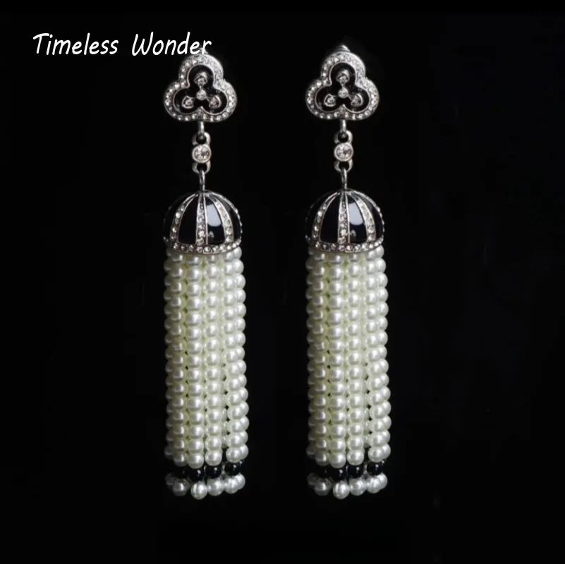 Timeless Wonder Enamel Zircon Geo Beaded Stud Earrings for Women Designer Jewelry Runway Goth Luxury Rare Gift Top Sweet 5152