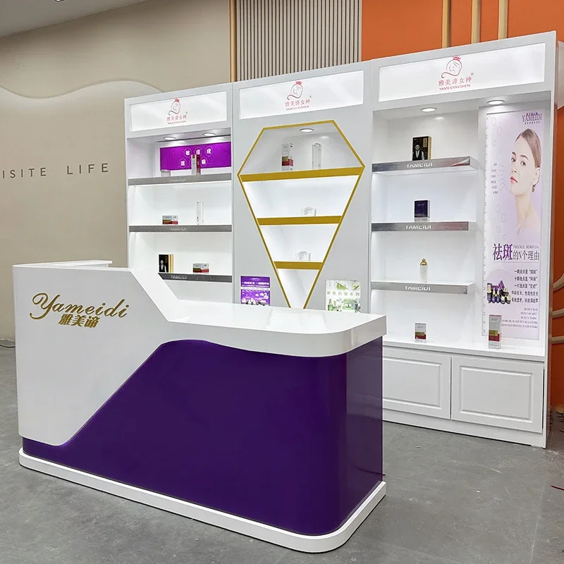 Modern Simple Cosmetics Display Cabinet Nordic Creative Skin Care Products Store Display Rack Beauty Salon Office Furniture FYMC