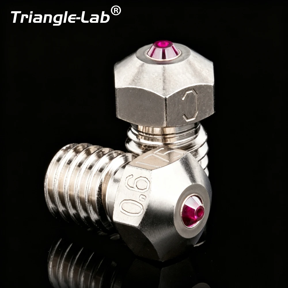 Trianglelab® T-V6 Plated Copper/ Brass Ruby Nozzle Out of print M6 Thread for 1.75mm Filament Wear Resistant for Carbon Fiber