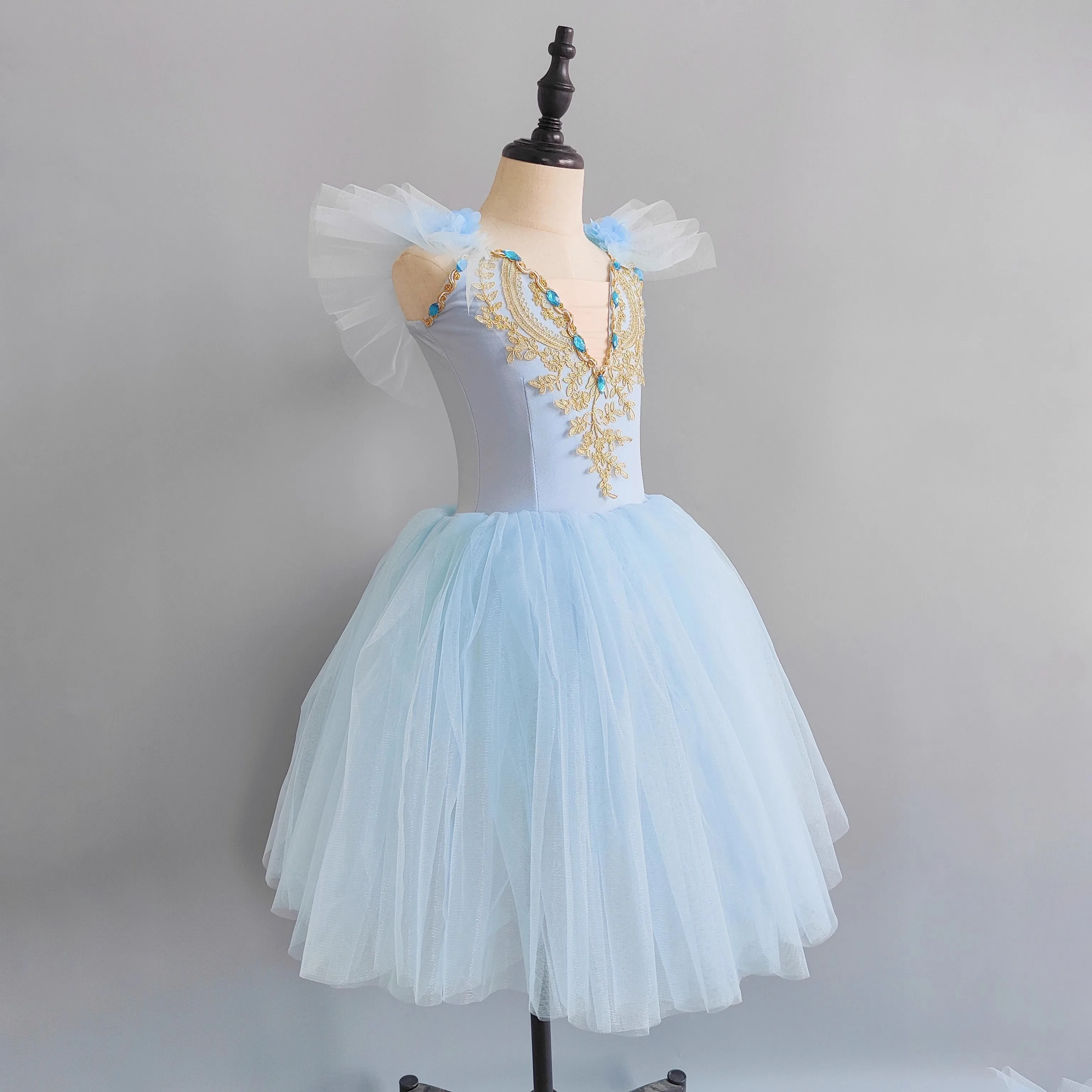 2024 nuove ragazze gonna da balletto per bambini costume da balletto professionale performance gonna TUTU fata gonna a sbuffo lunga garza S