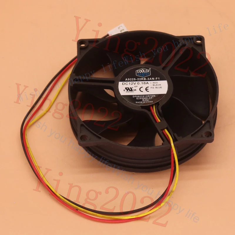 V+   1PC New for COOLER MASTER A9225-22RB-3AN-F1 12V 0.18A 3-wire cooling fan#QW