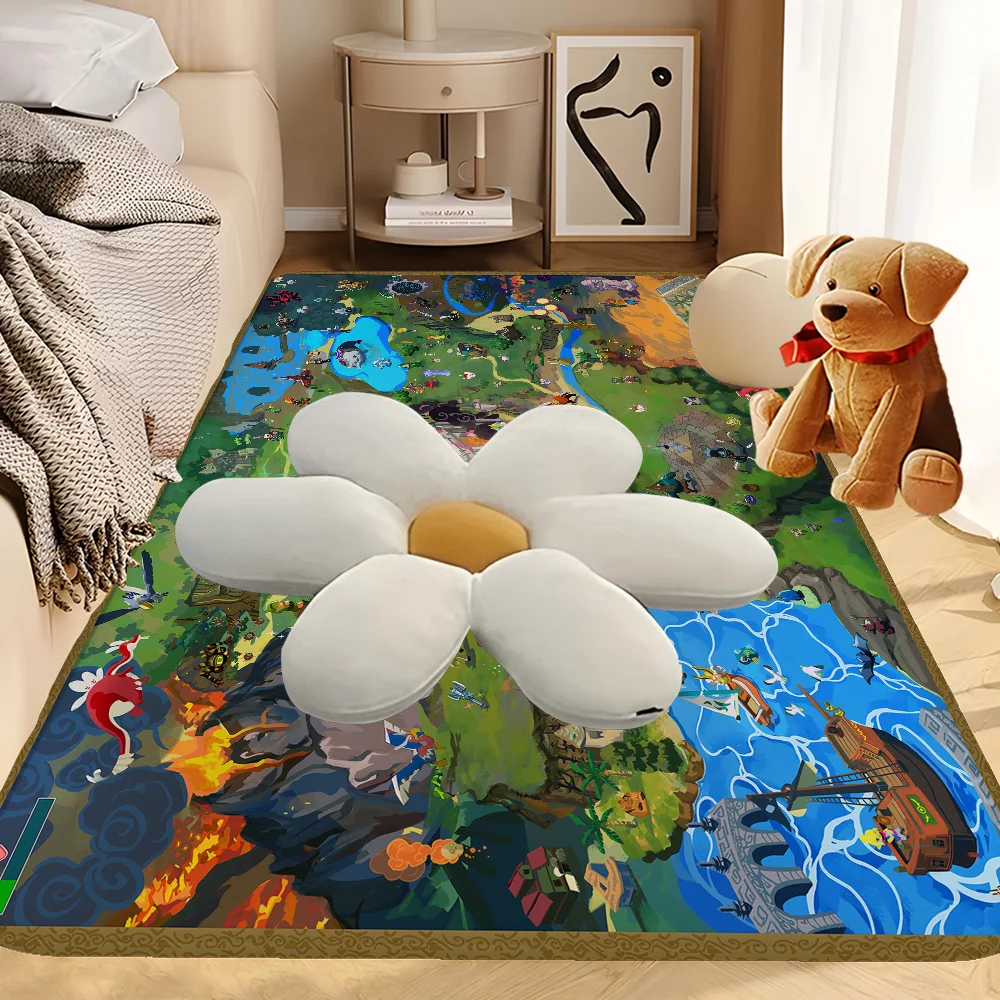 Zelda Map Floor Carpet Anti-slip Absorb Water Long Strip Cushion Bedroon Mat Welcome Rug