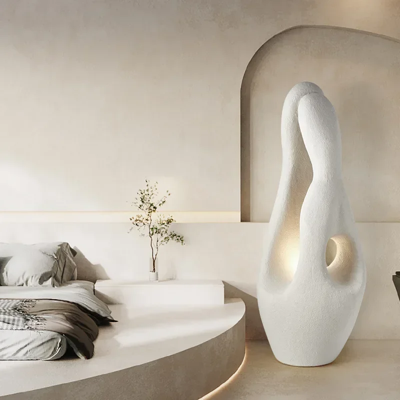 Art floor lamp next to the sofa in the living room, original design in the bedroom study, cloakroom, balcony, vertical lamp