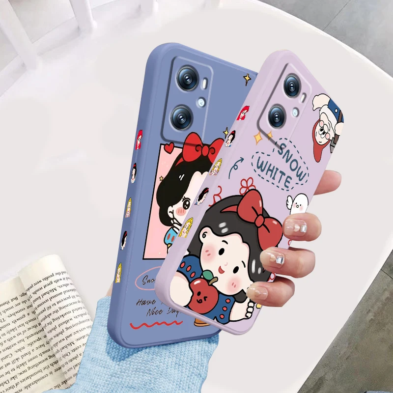 Disney Snow White Beautiful Liquid Left Rope For OPPO Find X6 X5 X3 A98 A96 A94 A93 A77 A76 A74 A72 A57 A53 A16 5G Funda