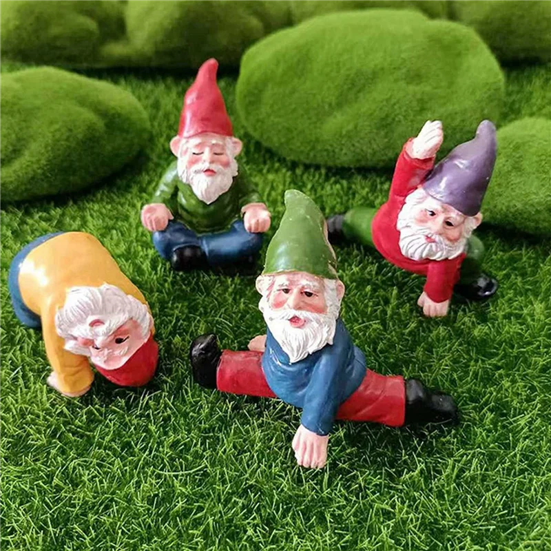 

AB35-8Pcs Funny Garden Gnomes, Yoga Dwarf Garden Ornaments, Fairy Garden Gnome Accessories Miniature Decorations
