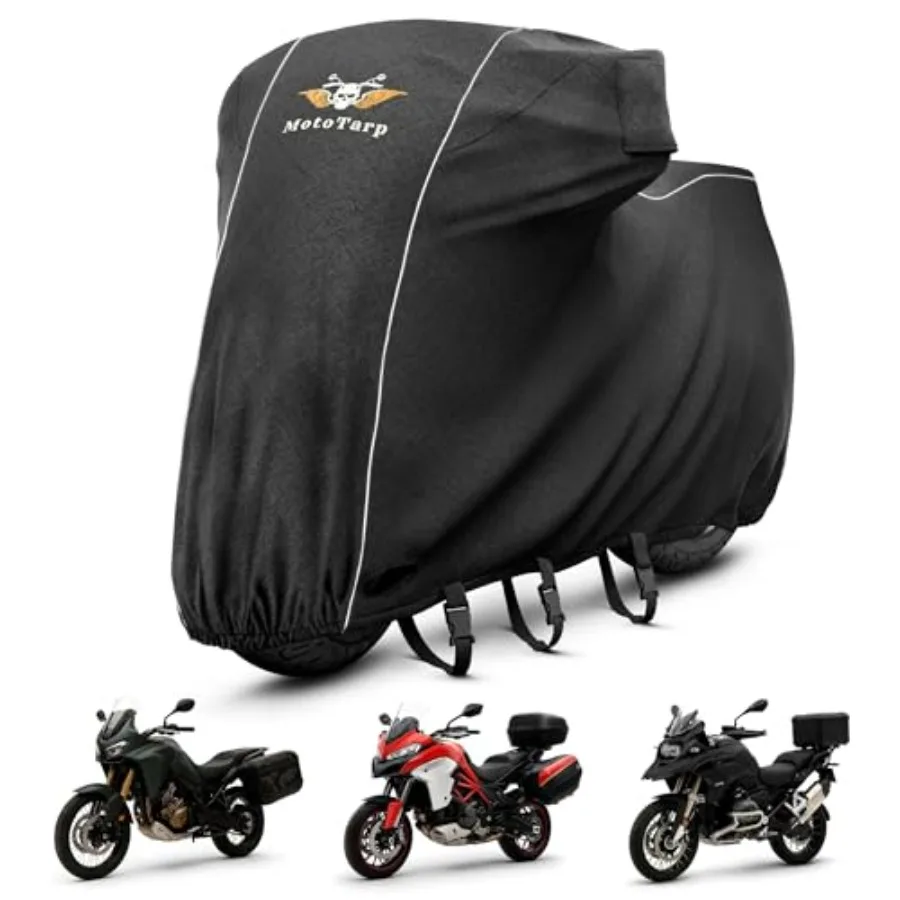 

Чехол для мотоцикла 600D повышенной прочности, 100% водонепроницаемый, с защитой от выхлопных газов, ночные светоотражатели, слоты для колесных замков, окно для номерного знака, черный