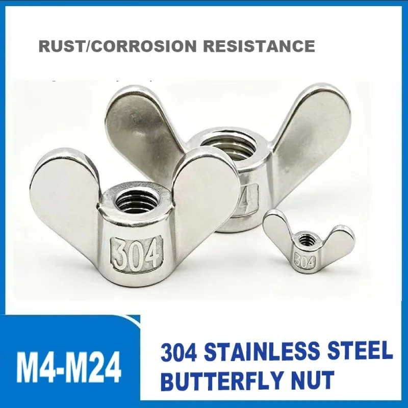 Wing Nuts Butterfly Nuts M4 M5 M6 M8 M10 M12 M14 M16 M18 M20 M22 M24 304 Stainless Steel Big Ear Hand Tighten DIN315