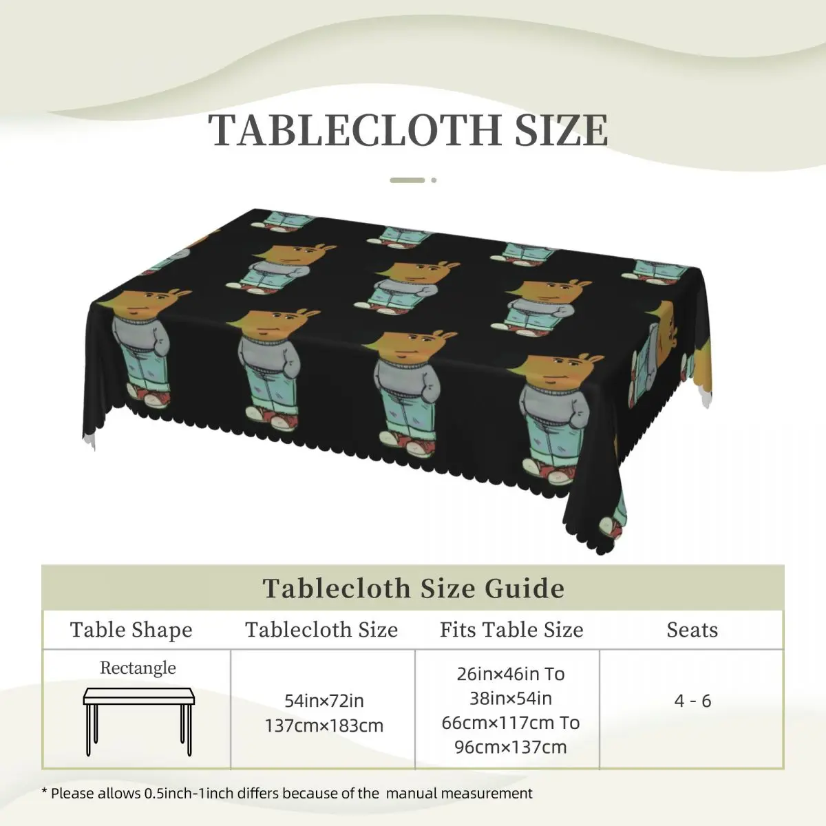 Chill Guy Custom Rectangular Tablecloth Oilproof Table Cover for Dining Events Table Cloth