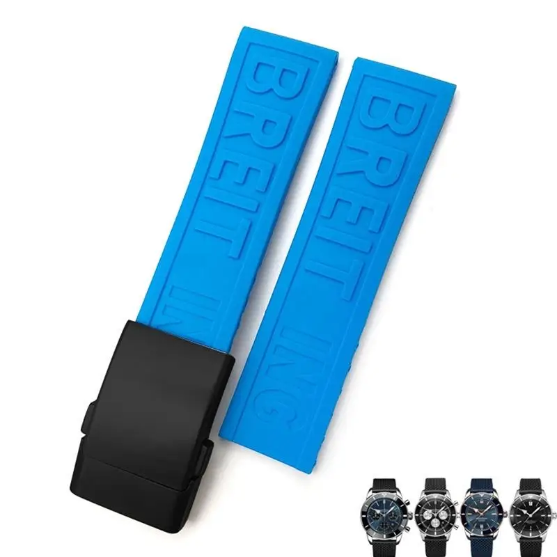 

Soft Rubber Strap For Breitling Avenger Navitimer 20mm 22mm 24mm Silicone Watchband Black Blue Waterproof Bracelets Watch Strap