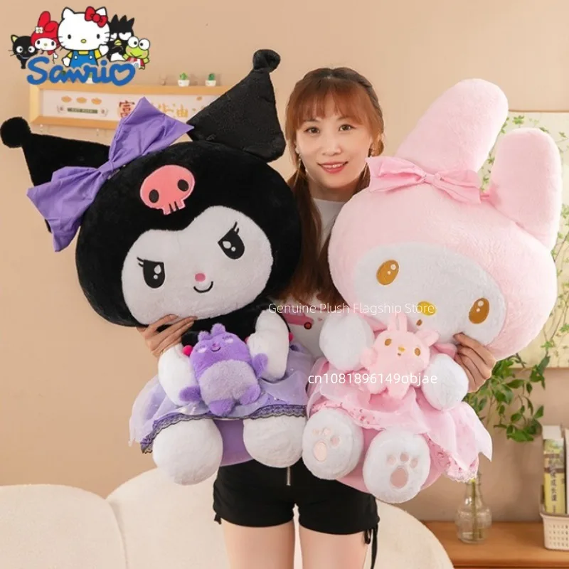 

45/55/75cm Big Size Kuromi My Melody Sanrio Anime Plush Stuffed Doll Room Decoration Plushies Pillow Ornaments Holiday Gifts