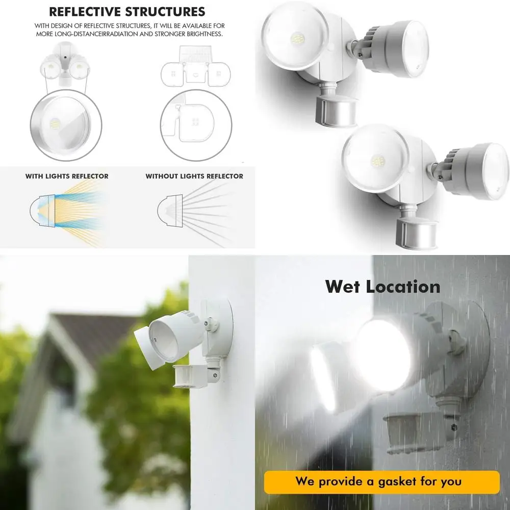 

Светодиодный уличный светильник с датчиком движения, 2000 люмен, 18 Вт, водонепроницаемый, для патио, сада, двора, комплект из 2 штук