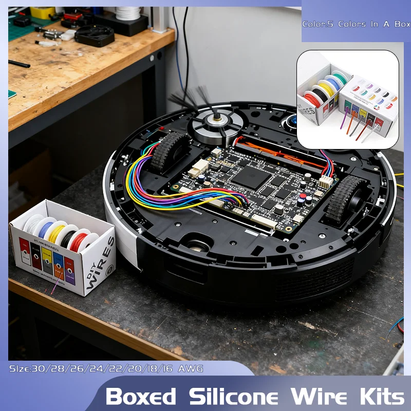 

30-16 AWG Silicone Wire Kit 8 Sizes 5 Colors Flexible 200°C Heat Resistant Stranded Tinned Copper Cable for DIY Electronics