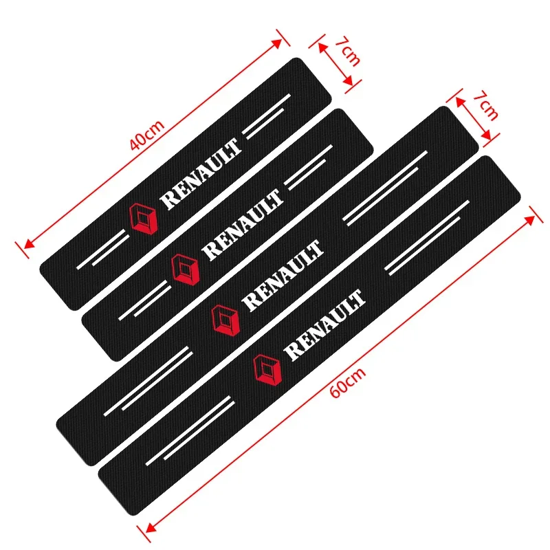 4pcs Carbon fiber threshold sticker for cars Pedal protection sticker FFor Renault Megane2 3 Duster Logan Clio 4 Scenic 2 Captur