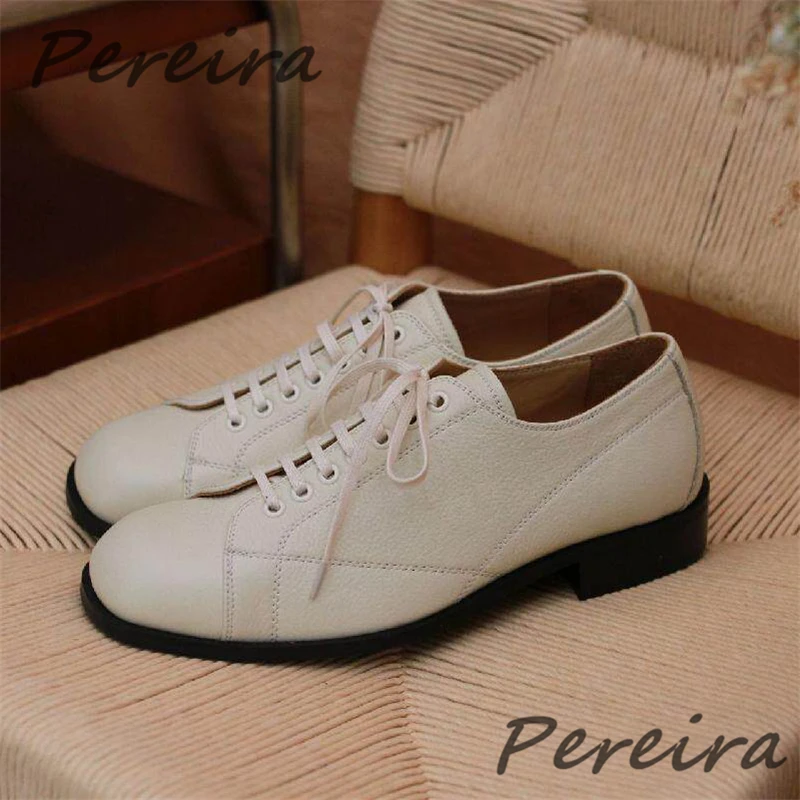 American Retro Genuine Leather Derby Shoes Spring Summer New Round Toe Lace-Up Casual Business Versatile Workwear Shoes