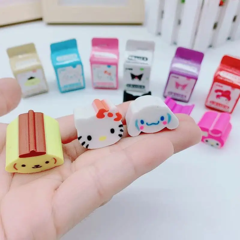 24/36pcs Sanrio Cartoon Melody Doll Design Rubber Eraser Creative Cartoon Cute Student Painting Eraser School Supplies Wholesale