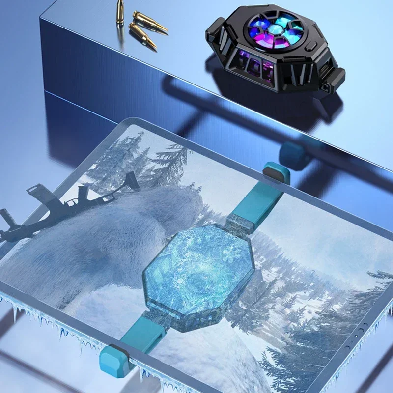 P50 Mobile Phone/Tablet Universal Semiconductor Back-clip Cooling Fan Radiator W/ RGB Colorful for PUBG 5V1.2A Game Cooler Parts