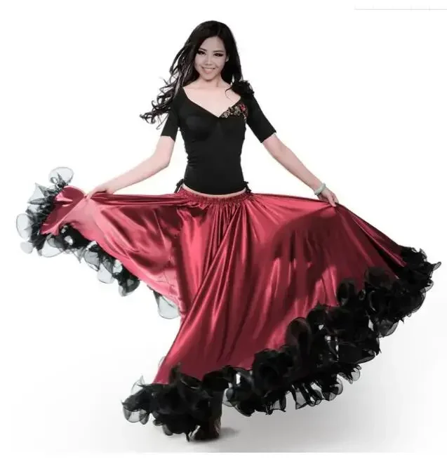 1 piece 360 degree The Opening Dance Modern Dance Full-skirted Dress Spain Bullfighting Dance Skirt Long Sleeve Costumes