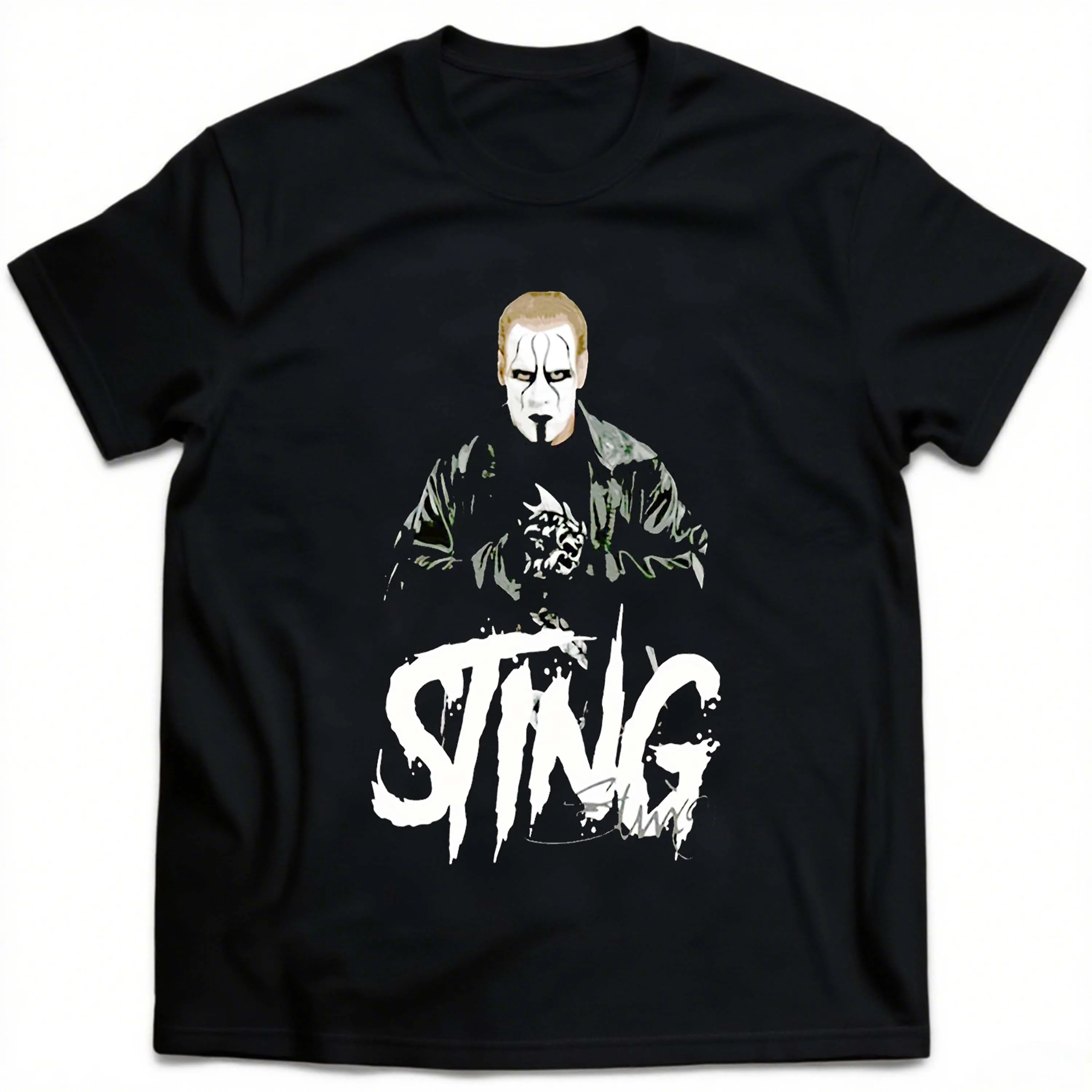 플러스 사이즈 남성용 반팔 블랙 티셔츠 스팅 패턴 여름 야외 레저 착용에 적합