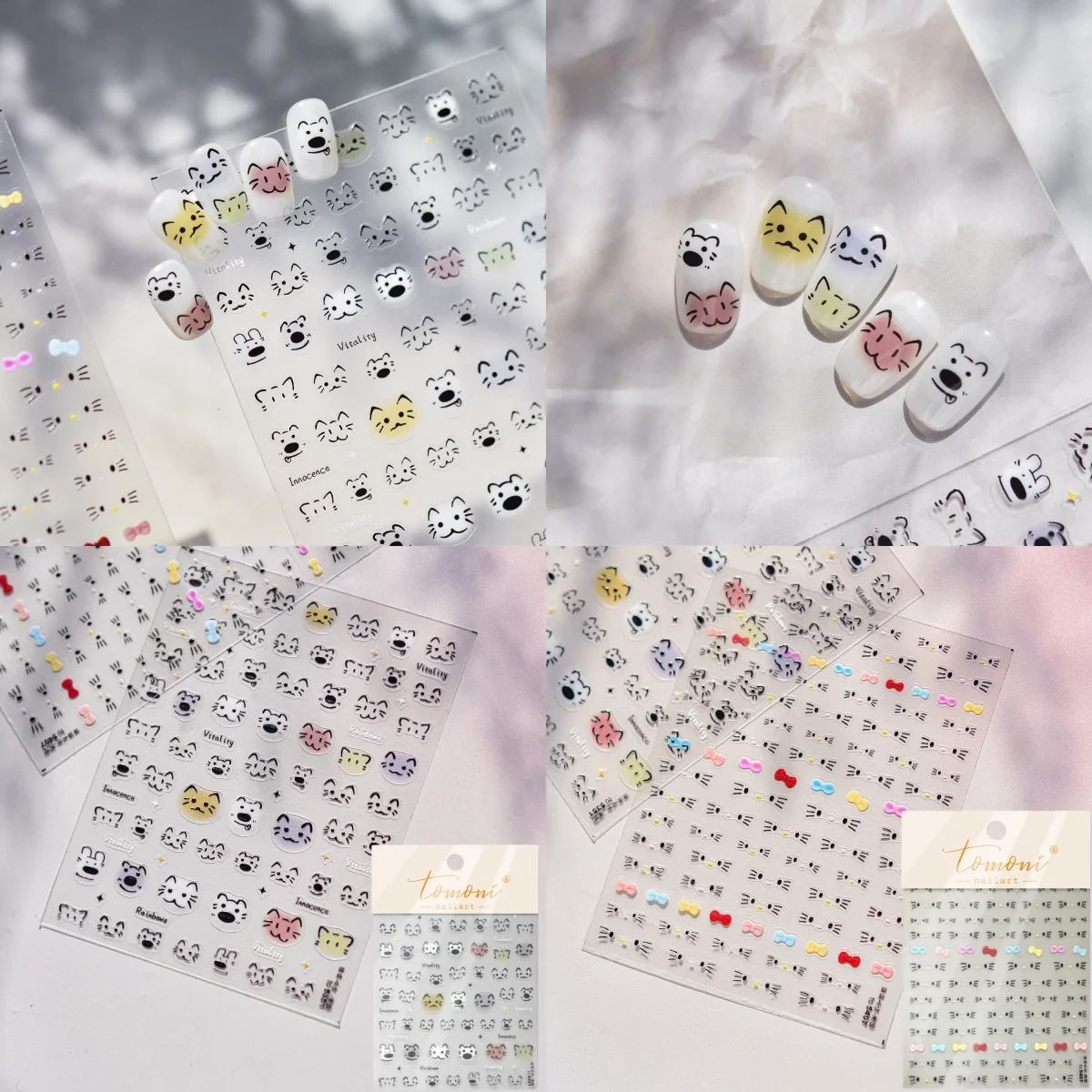 

Fresh Cute Cartoon Little Cat Dog Nail Stickers for Expression Accessories Sticker Materials DIY Album Diary Decals Nail Art