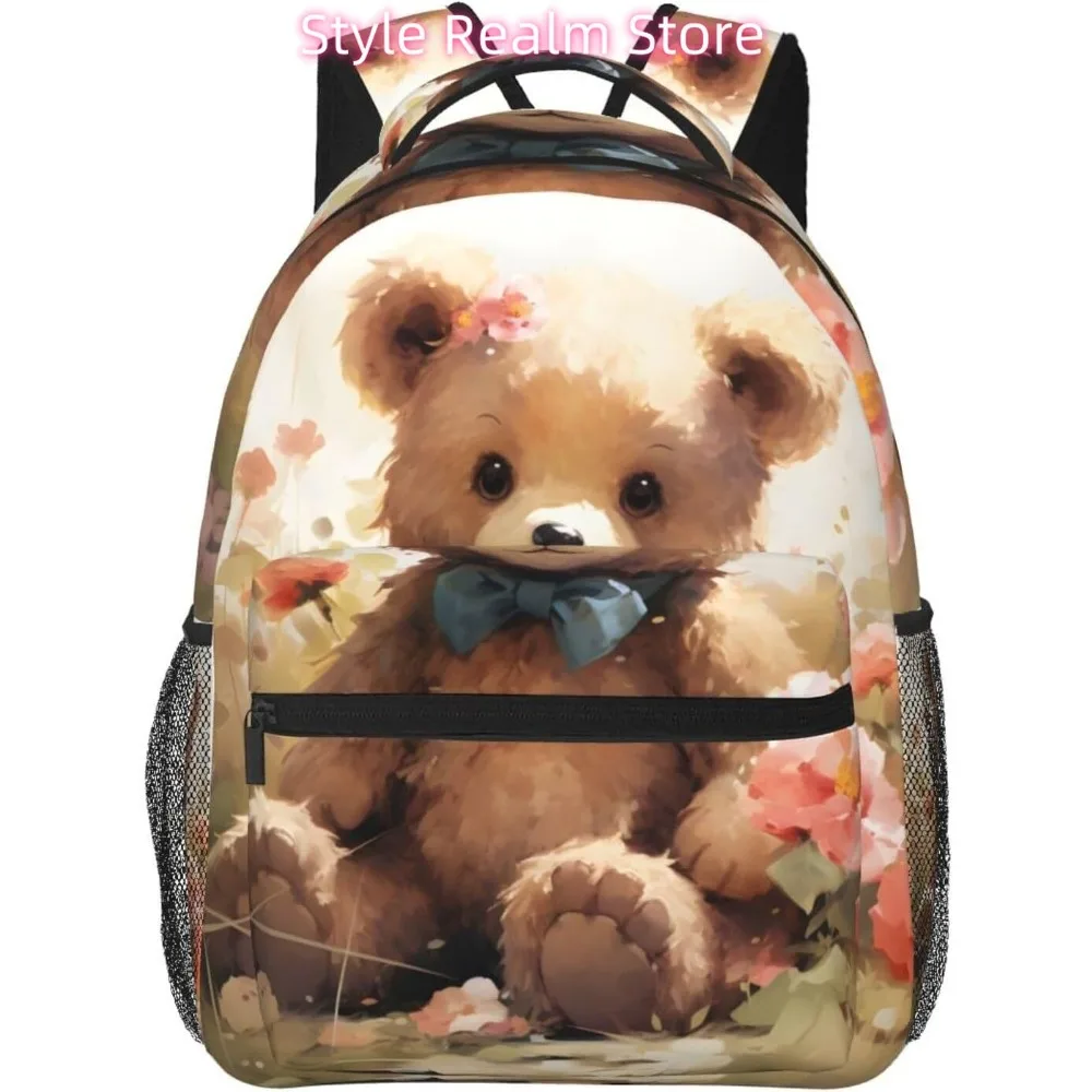 

Легкий рюкзак для ноутбука Valentine's Bear Flower Легкий универсальный дорожный повседневный рюкзак Унисекс Студенческие рюкзаки для