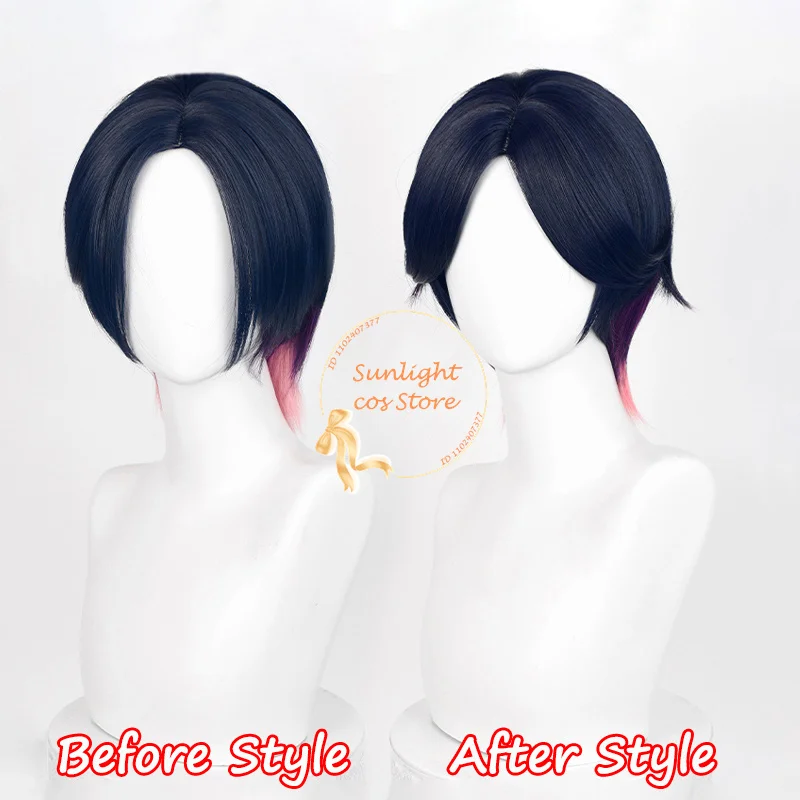 Clove Cosplay Wig 30cm Short Wig Mixed Color Hair Heat Resistant Synthetic Wigs Halloween Party Cos Anime Wig