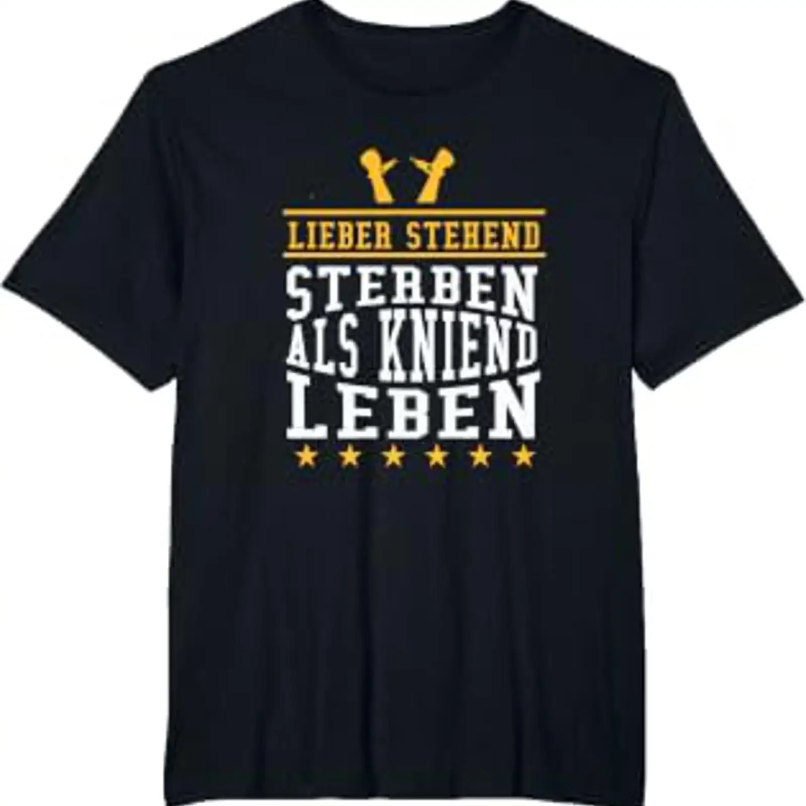 T Shirt with German Text Lieber Stehben als kniend leben vintage Washed Stretched Comfortable Slightly designer clothes