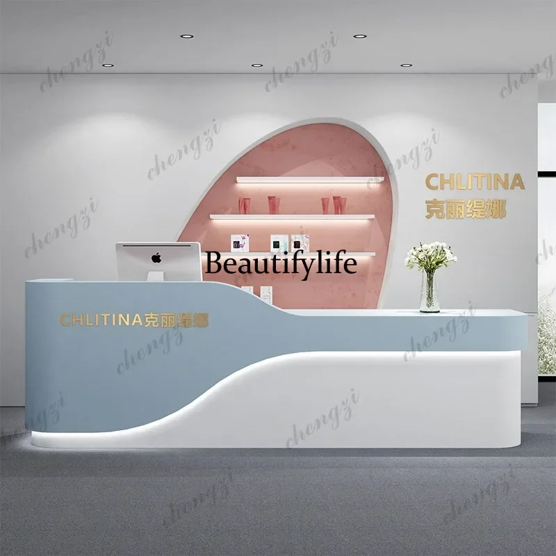 D80 Front desk company creative clothing store checkout page simple dance studio reception desk beauty salon bar